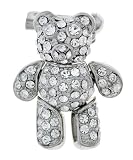 Sterling Silver Crystal Teddy Bear Pin