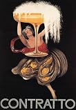 GIRL HOLDING GLASS CHAMPAGNE CONTRATTO DRINK 24" X 36" VINTAGE POSTER REPRO