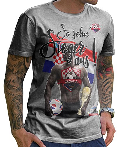 Stylotex Herren T-Shirt Basic So sehn Sieger aus Guy Croatia Hrvatska Kroatien, Farbe:heather;Größe:XXL