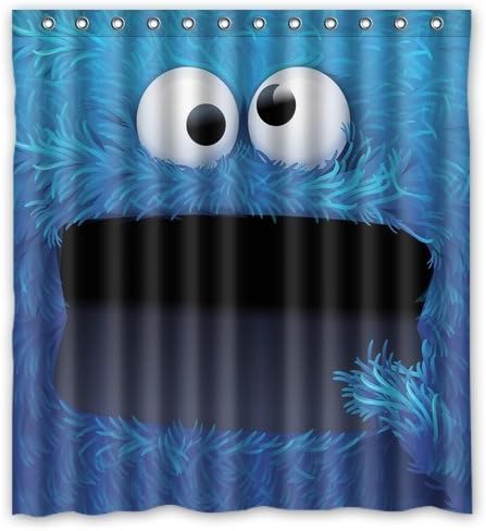 Home Decorative Cookie Monster Custom 100% Polyester Durable Fabric Waterproof Shower Curtain 66x72 Inch