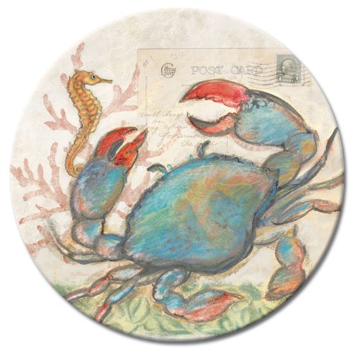 CounterArt Lazy Susan Glass Serving Plate, Seaside and Blue Crab eBay