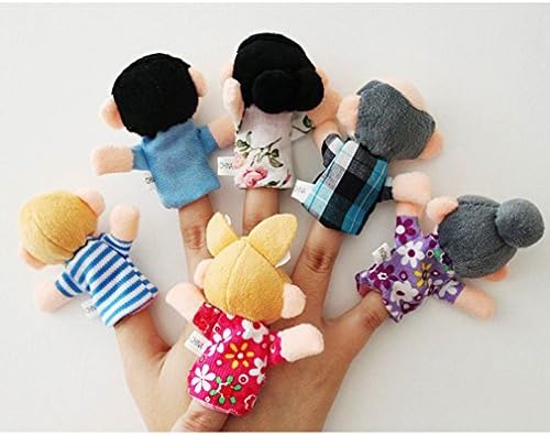 CosyDeal Family Finger Puppets, People Includes Mom, Dad, Grandpa, Grandma, Brother, Sister Multicolor, 6PCS