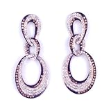 14K Chocolate & White Diamond Oval Drop Earrings