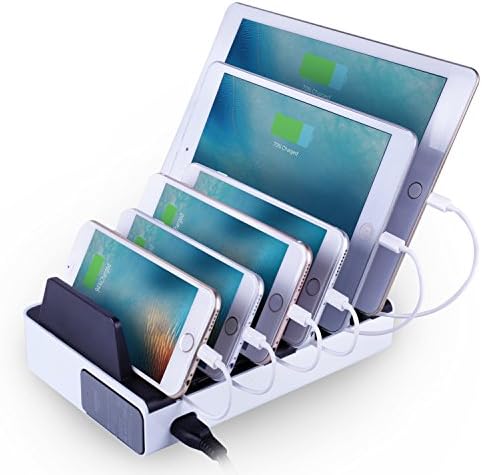 ANTPO 6-Port Desktop USB Charging Station with 40W/8A Fast Charger Multiple USB Device Dock for iPhone, iPad, Samsung Galaxy, LG, Tablet PC and all Smartphones and Tablets (Black)