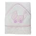Baby Girl Pink Pram Design, Hooded Bathrobe 100% Cotton Bath Towel (75cm x 75cm) (Pink)