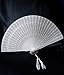 Quasimoon PaperLanternStore.com 8 Inch White Folding Wood Panel Hand Fan with White Organza Bag for Weddings