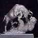 Bull & Bear Fight, Solid Bronzed Metal Sculpture