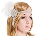 eforpretty 1920s Vintage Rhinestone Flower Flapper headband Headpiece with White Feather