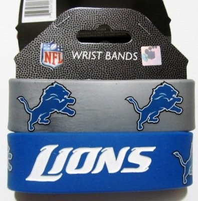 NFL Detroit Lions Football Silicone Rubber Wrist Bands Bracelets Set of 2