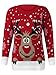 Forever Womens Rudolph Reindeer Print Snowflake Christmas Jumper (ML-10/12, Red)