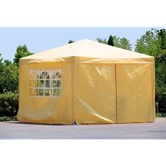 Pavillon PE Gartenzelt mit 4 Seitenteilen in Creme - Gelb
