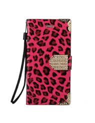 Apparel: Pooqdo (TM) 2014 Newest Leopard Wallet Leather Hard Case Cover For Iphone 6 Plus 5.5 Hot Pink