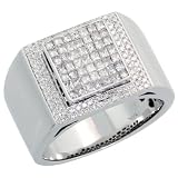 14k White Gold Men's Diamond Ring, w/ 1.02 Carats Brilliant Cut & Invisible Set Diamonds, 9/16 in. (14mm) wide, size 10 14k White Gold Men's Diamond Ring, w/ 1.02 Carats Brilliant Cut & Invisible Set Diamonds, 9/16 in. (14mm) wide, size 10