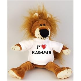 Peluche lion haut de 27 cm avec un T-shirt: J'aime. Kashmir