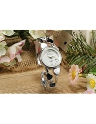 Youyoupifa White Roud Dial Silver Heart-shaped Strap Ladies Bracelet Watch