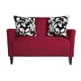 angelo:HOME Sutton Loveseat with 2 Black-and-White Vine-Patterned Pillows, Cherry Red