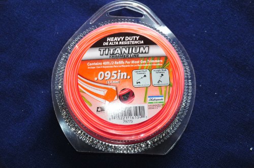 Heavy Duty Titanium Orange Trimmer Line.095 In. 2.4 Mm #79775 40 Ft. (2 Refills for Most Gas Trimmers)