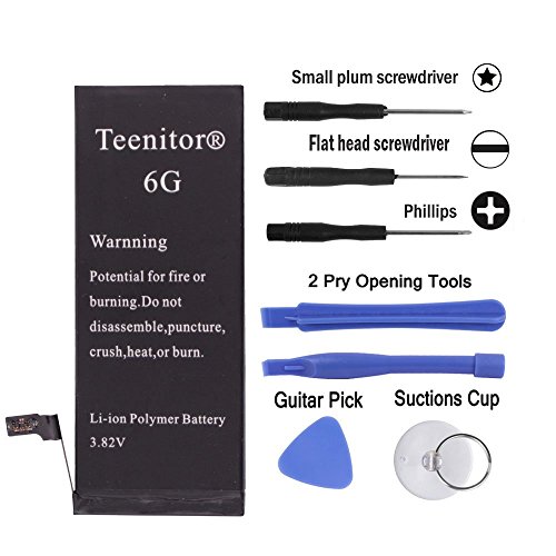 Replacement Battery for iPhone 6 by Teenitor With Free Tools - New Top Quality 3.8V 1810mAh Li-ion Battery (4.7 Replacement Battery for iPhone 6 by Teenitor With Free Tools - New Top Quality 3.8V 1810mAh Li-ion Battery (4.7