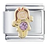 June Pink Alexanderite Color Girl Child Baby Birthstone Italian Charm