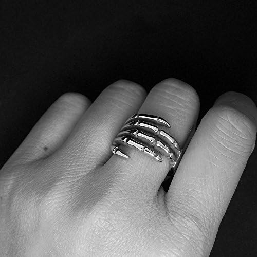 FANCIN Jewelry Men's Stainless Steel Punk Skull Hand Rings