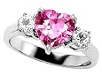 2.60 cttw 925 Sterling Silver 14K White Gold Plated Lab Created Heart Shape Pink Sapphire Engagement Ring - gold-plated