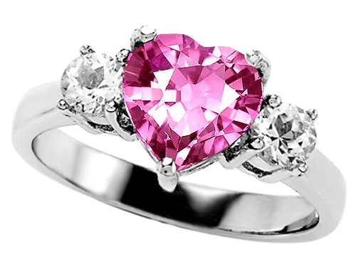 2.60cttw925SterlingSilver14KWhiteGoldPlatedLabCreatedHeartShapePinkSapphireEngagementRing-GoldPlatedSilver