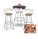 Chrome Bar Table & 2 Chrome 29" Horse Fabric Seat Barstools