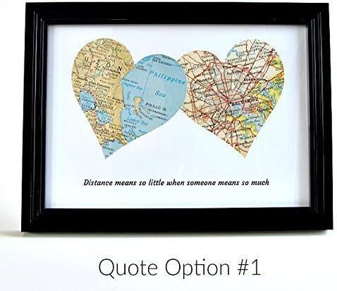 Map Heart Decor / Long Distance Map Hearts