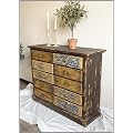 Rustikale Kommode aus Holz mit 10 Laden im Antik-Look