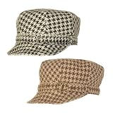 Washed Houndstooth Newsboy One Size