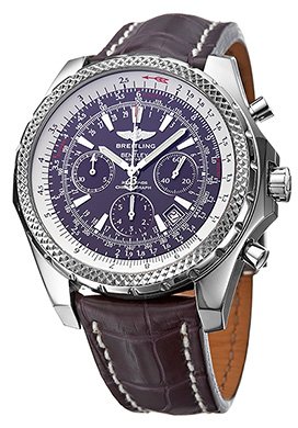 Breitling A2536212-Q522-787P Bentley Purple Dial Leather Crocodile Men's Automatic Chronograph, Chronometer, Tachymeter Watch