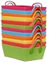 Bright Cotton Fabric Covered Small Cases with Leatherette Handles 14"x10"x5" Set of 12