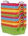 Bright Cotton Fabric Covered Small Cases with Leatherette Handles 14"x10"x5" Set of 12