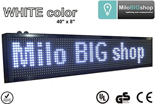 LED Scrolling Sign WHITE Color Programmable message Display 8" X 40", FREE SHIPPING TO USA by DHL fast, LED Banner, Great for Restaurant, Bar, Home, Office, Store, Window, Walls.