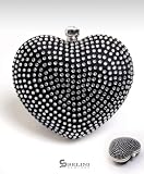 BG Crystal on heart Clutch Evening Bag, Black