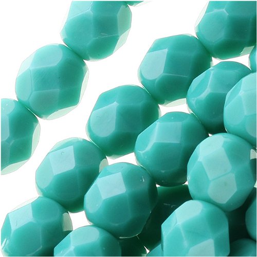 Czech Fire Polish Glass Beads 6mm Round 'Persian Turquoise' (25)