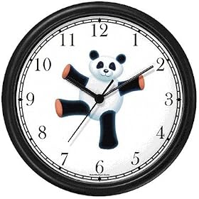 Giant Panda Bear Plush (Happy Face) Dancing - Bear - JP Animal Wall Clock by WatchBuddy Timepieces (Hunter Green Frame)