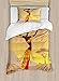 Ambesonne African Duvet Cover Set Twin Size, African Woman in Desert with Gulls Flying Around Folk Female Stylish Artful Print, Decorative 2 Piece Bedding Set with 1 Pillow Sham, Amber Tan