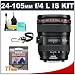 Canon EF 24-105mm f/4 L IS USM Zoom Lens + UV Filter + Accessory Kit for Rebel T2i, T3, T3i EOS 60D, 7D & 5D, 1D, 1Ds, 1Dx Mark II, II, IV Digital SLR Cameras