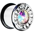 00 Gauge Clear Aurora Cz Stainless Steel Tunnel Plug