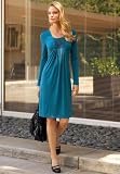 Chadwicks Ruffle-Front Knit Dress (PRUSSIAN BLUE,PXL)