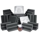 Auralex PROPLUSCHA/CHA 36- 2'x2'x2 Wedge Panels-Charcoal; 12- LENRD Bass Traps-Charcoal; 8- T'Fusor diffusor and adhesive