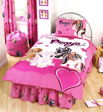 Childrens Toyshop  Kitchen & Housewares : Bratz Ponyz Single Duvet & Pillow Case Set *2007 DESIGN