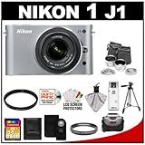Nikon 1 J1 10.1 MP Digital Camera Body with 10-30mm VR Lens (Silver) with 3 ....