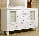 Storage Dresser with Glass Doors in White Finish