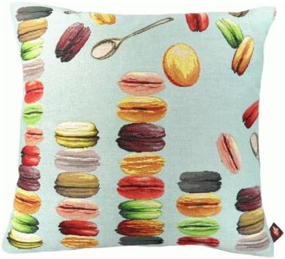 Blue Macarons & Spoon Large Pillow Cover