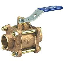 NIBCO NJ9100C Cast Bronze Ball Valve, Three-Piece, Lever Handle, 1-1/2" Female Solder Cup