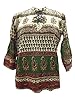 Hippy Tribal Kurta Red Green Tunic Paisley Cotton Gauze Top Large