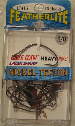 Eagle Claw FeatherLite Lazer Sharp Wide Gap Hooks - 3 0
