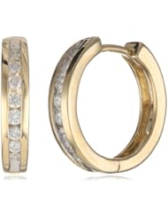 14k Gold Channel-Set Diamond Hoop Earrings (1/3 cttw, H-I Color, I1-I2 Clarity)